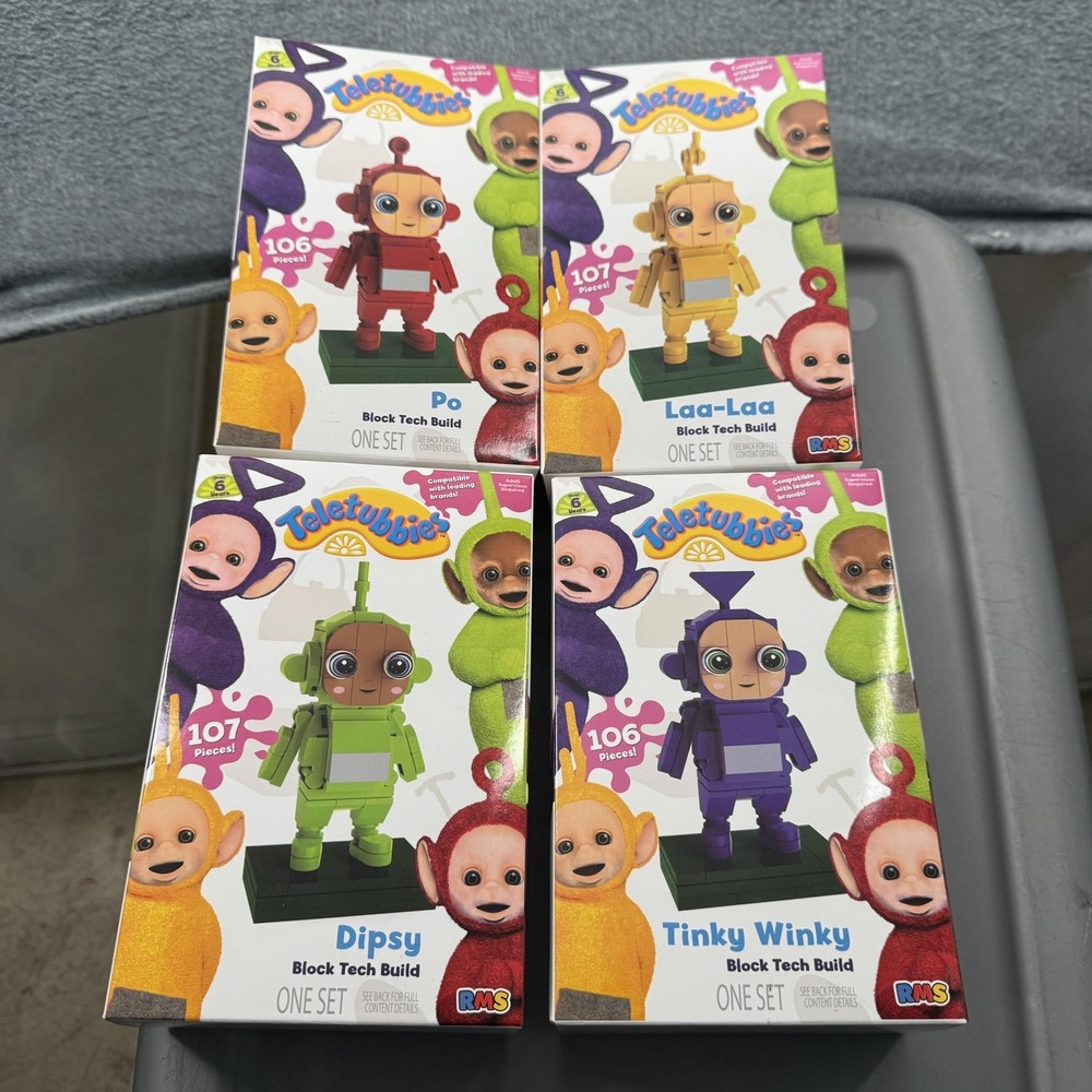 Teletubbies Block Tech Build Toy COMPLETE SET of 4 Tinky Dipsy Laa Laa Po‎ NEW